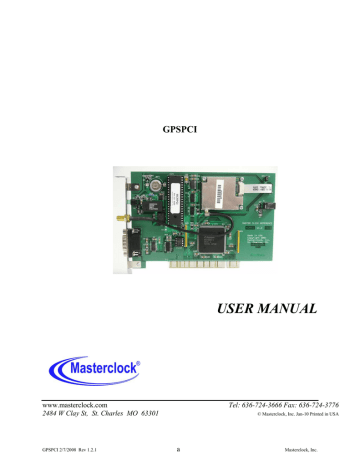 PRE-AMPLIFIED ANTENNA. Masterclock GPSPCI | Manualzz