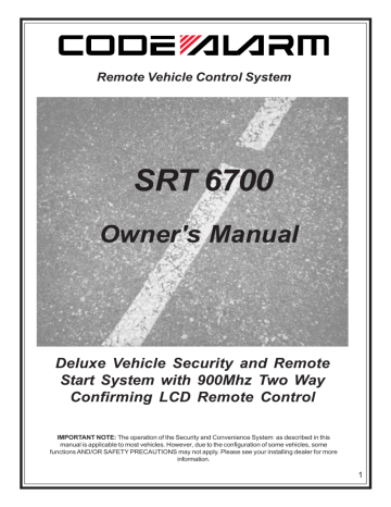Code Alarm SRT 6700 Owner's Manual | Manualzz