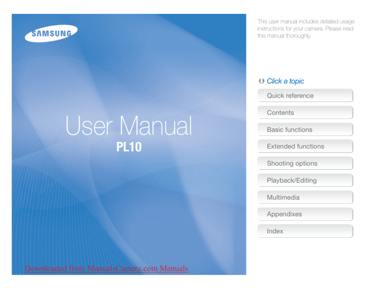 Samsung PL10 User manual Samsung PL10 User manual