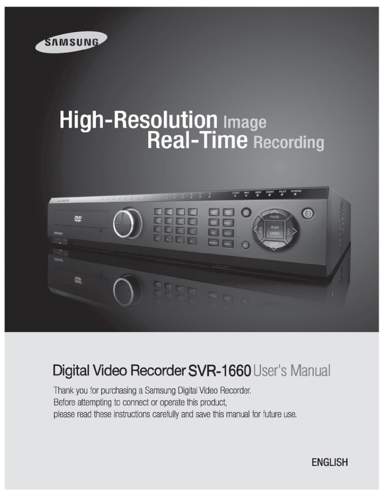 Samsung SVR-1660 User manual Samsung SVR-1660 User manual