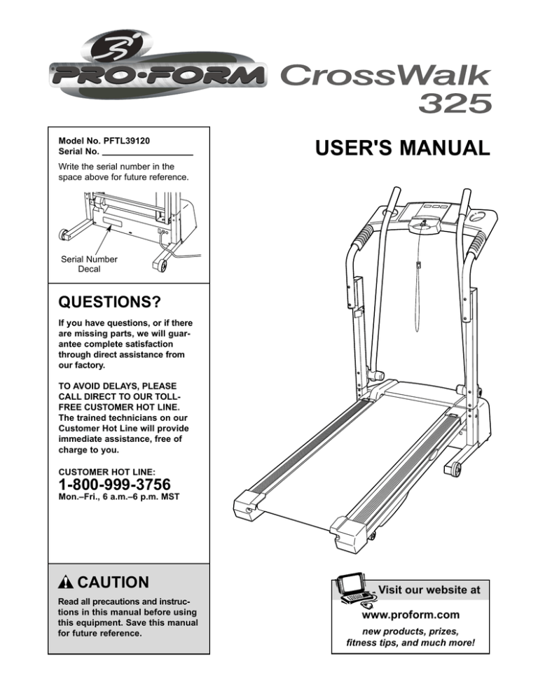 ProForm PFTL39120 User`s manual ProForm PFTL39120 User`s manual