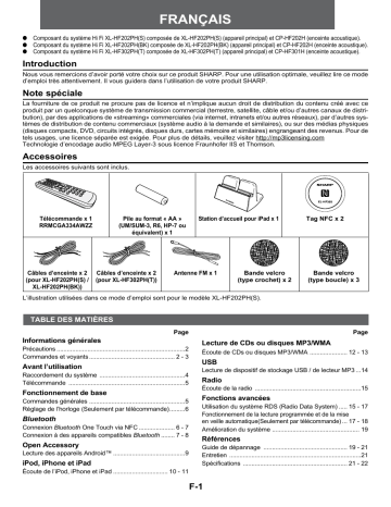 Sharp XL-HF302PH User manual Sharp XL-HF302PH User manual