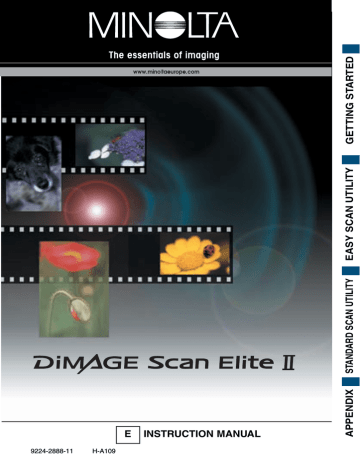 Minolta DIMAGE SCAN ELITE Instruction manual Minolta DIMAGE SCAN ELITE Instruction manual