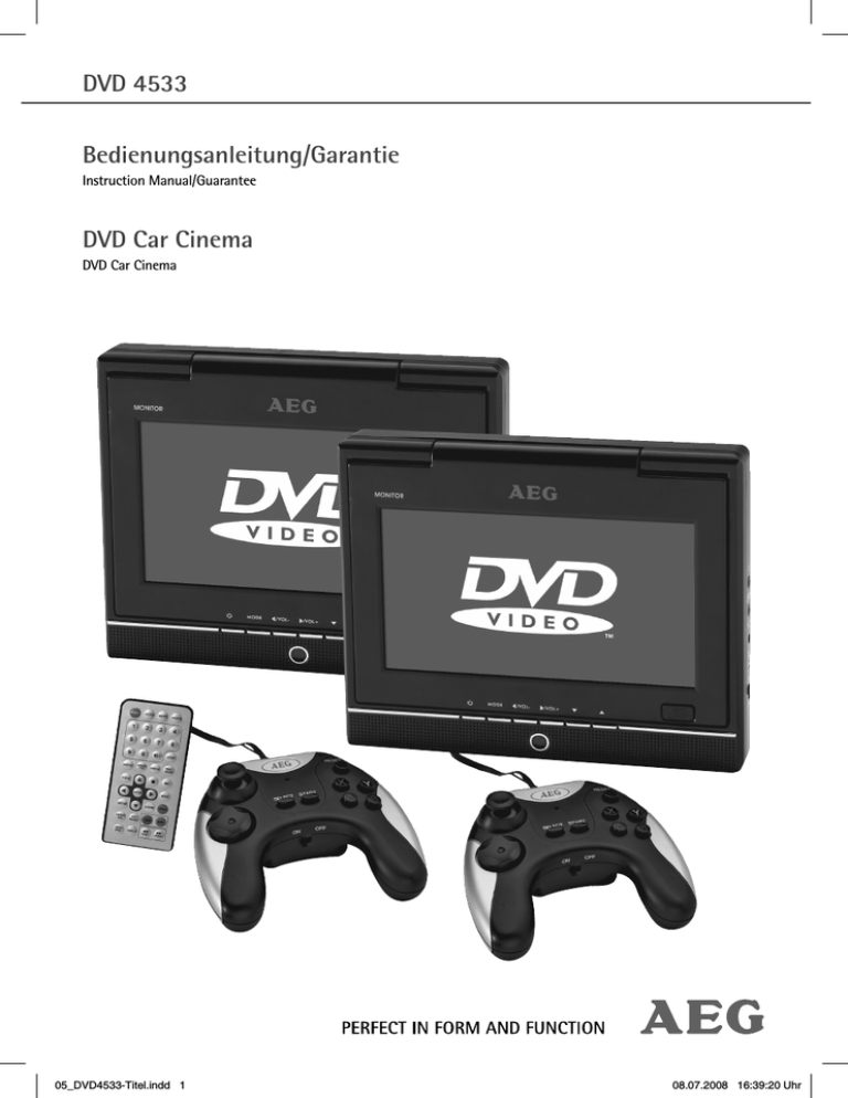 AEG DVD 4533 Instruction manual AEG DVD 4533 Instruction manual