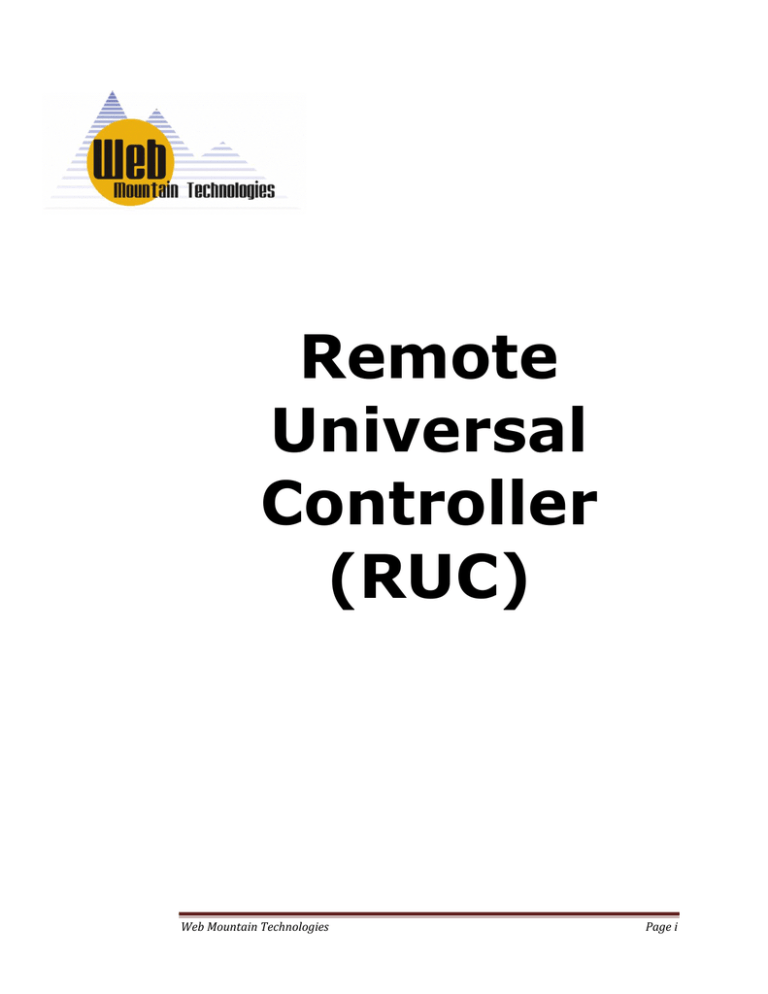 Web Mountain Technologies RUC-01 User`s guide Web Mountain Technologies RUC-01 User`s guide