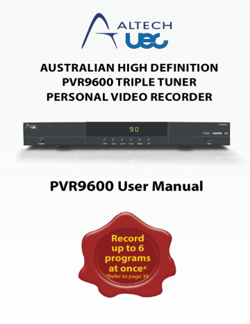 Altech PVR9600 User manual | Manualzz