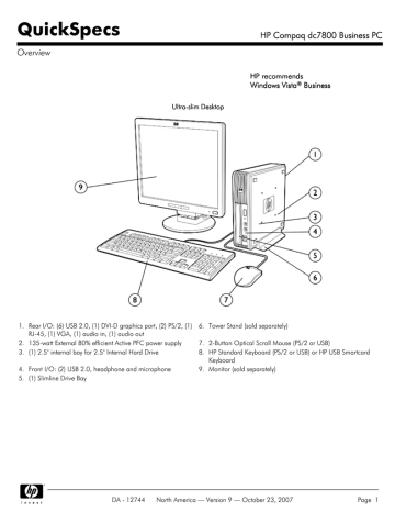 HP Pavilion Slimline s5-1300 QuickSpecs HP Pavilion Slimline s5-1300 QuickSpecs
