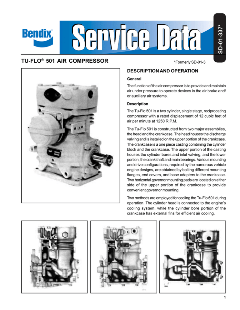 BENDIX TU-FLO 501 AIR COMPRESSOR Specifications BENDIX TU-FLO 501 AIR COMPRESSOR Specifications