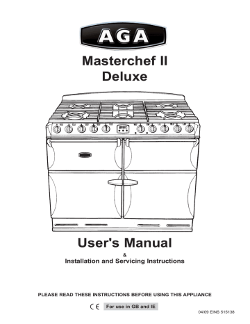 AGA Masterchef 2 Deluxe Dual Fuel User`s manual | Manualzz