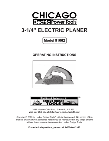 Chicago Electric 91062 Operating Instructions Manual | Manualzz