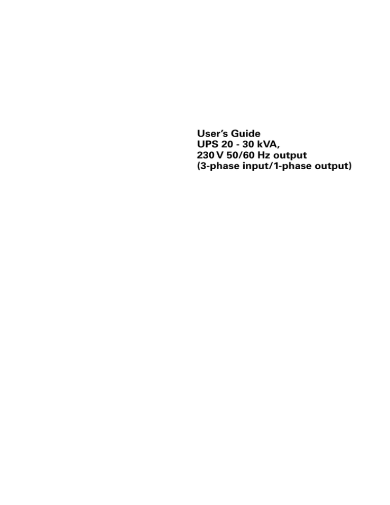 AEG 600 KVA User`s guide AEG 600 KVA User`s guide