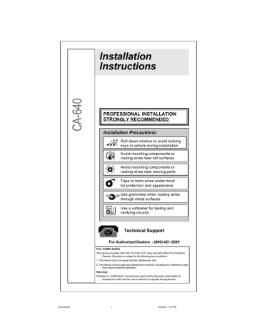 Code Alarm CA-640 Programming instructions | Manualzz Code Alarm CA-640 Programming instructions | Manualzz