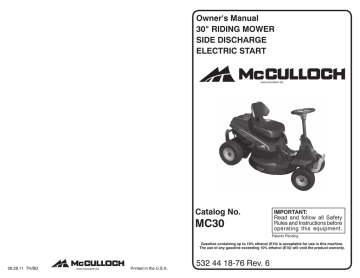 MC CULLOCH MC30 Owner`s manual | Manualzz
