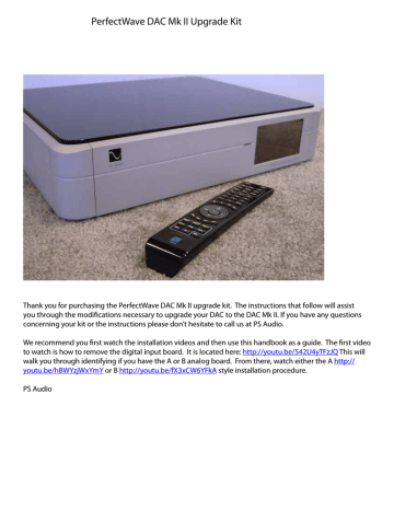 PS Audio PWD MKII Upgrade Upgrade Kit | Manualzz PS Audio PWD MKII Upgrade Upgrade Kit | Manualzz
