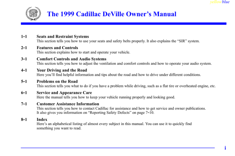 Cadillac 1996 DeVille Concours Owner`s manual Cadillac 1996 DeVille Concours Owner`s manual