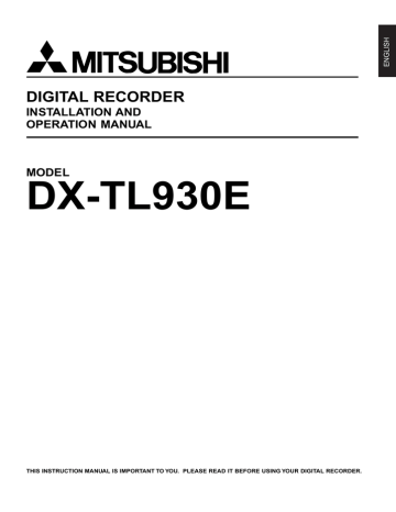 Mitsubishi DX-TL930E Instruction manual | Manualzz