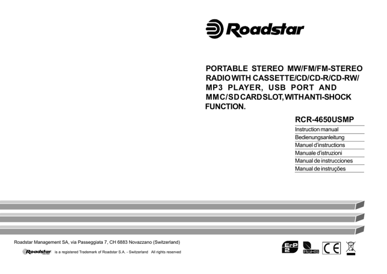 Roadstar RCR-4650USMP Instruction manual Roadstar RCR-4650USMP Instruction manual