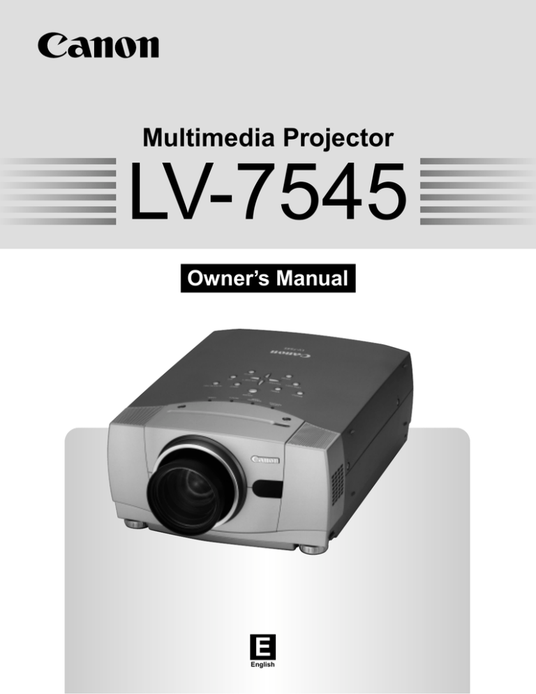 Canon LV-7545 Owner`s manual Canon LV-7545 Owner`s manual