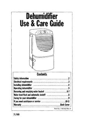 COMFORT-AIRE DH40J0 Dehumidifier Owner's Manual | Manualzz COMFORT-AIRE DH40J0 Dehumidifier Owner's Manual | Manualzz