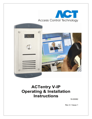 ACT ACTENTRY V-IP Installation manual | Manualzz ACT ACTENTRY V-IP Installation manual | Manualzz