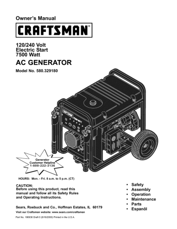 Craftsman 580.329180 Owner`s manual | Manualzz Craftsman 580.329180 Owner`s manual | Manualzz