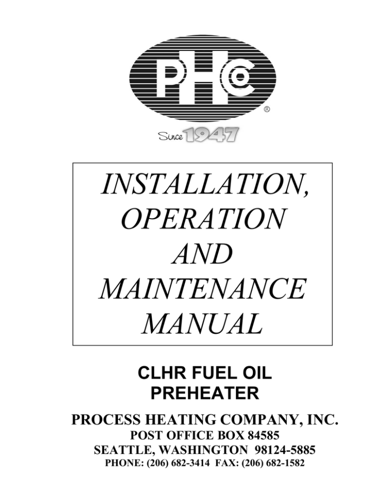 PROCESS HEATING COMPANY UNITIZED HEATER KIT Operating instructions PROCESS HEATING COMPANY UNITIZED HEATER KIT Operating instructions