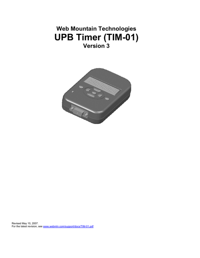 Web Mountain Technologies TIM-01 User manual Web Mountain Technologies TIM-01 User manual