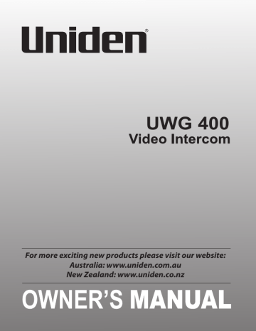 Owner's manual | Uniden UWG 400 Owner`s manual | Manualzz Owner's manual | Uniden UWG 400 Owner`s manual | Manualzz