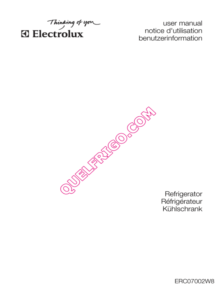 Electrolux ERC07002W8 User manual Electrolux ERC07002W8 User manual