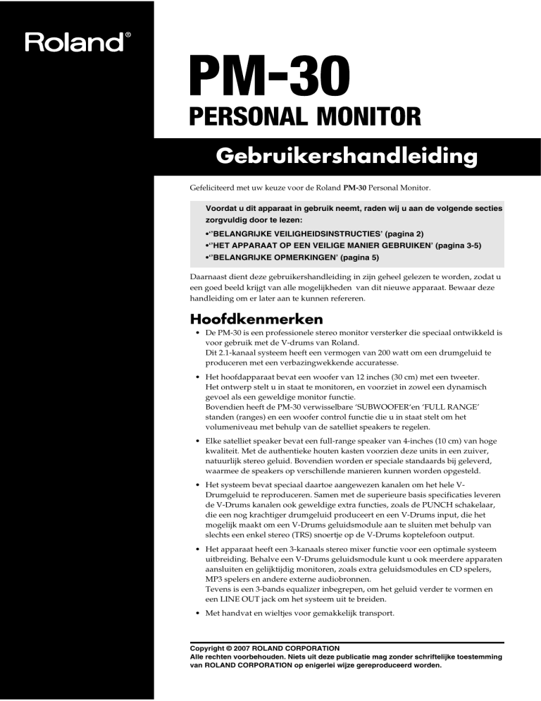 Roland PM-30 User manual Roland PM-30 User manual