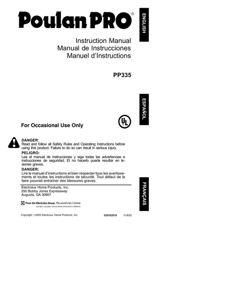 Electrolux WEEDEATER Instruction manual Electrolux WEEDEATER Instruction manual