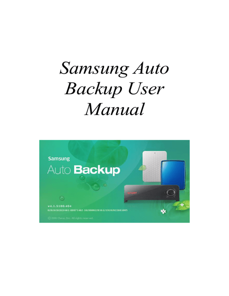 Samsung Auto Backup User manual Samsung Auto Backup User manual