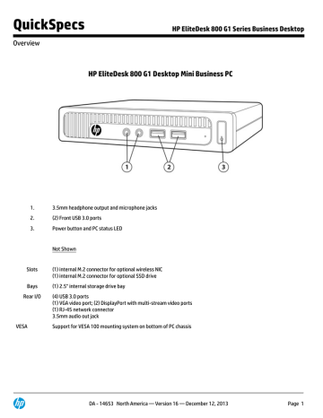 HP EliteDesk 800 QuickSpecs HP EliteDesk 800 QuickSpecs