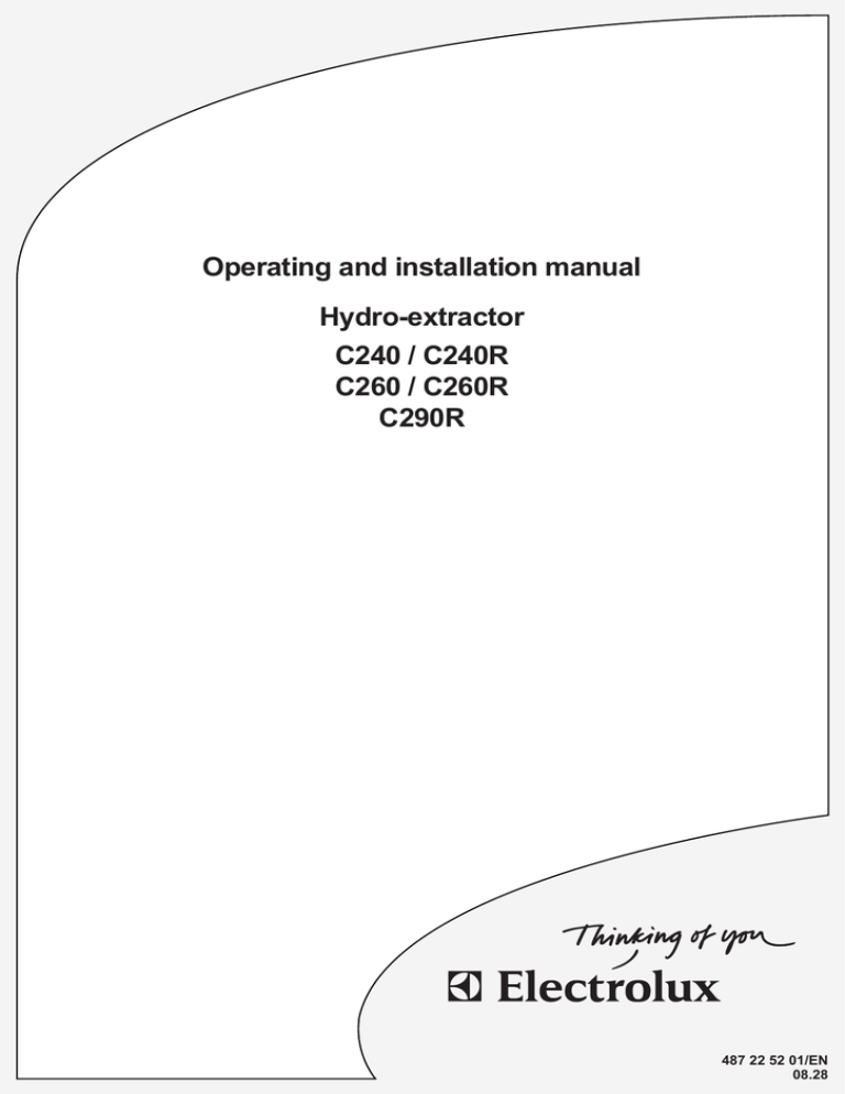 Electrolux C290R Installation manual Electrolux C290R Installation manual