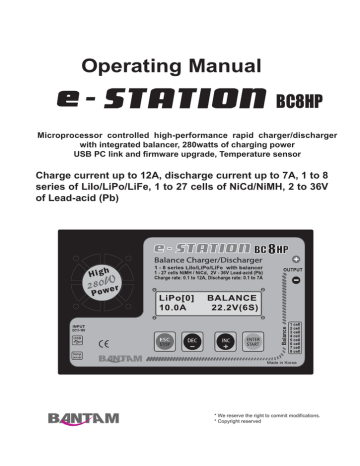 Bantam e-Station BC8HP Operating Manual | Manualzz