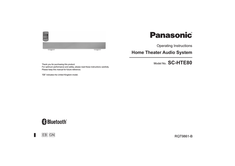 Panasonic SC-HTE80, SCHTE80EB Operating instructions Panasonic SC-HTE80, SCHTE80EB Operating instructions