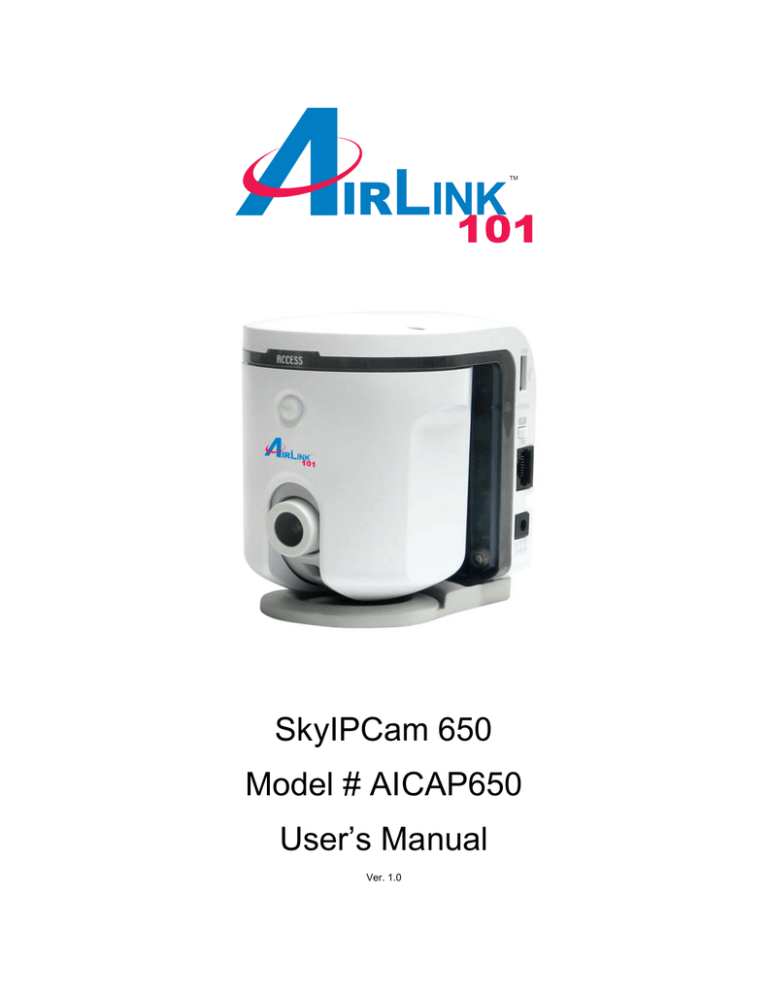 Airlink101 AICAP650 Digital Camera User Manual Airlink101 AICAP650 Digital Camera User Manual