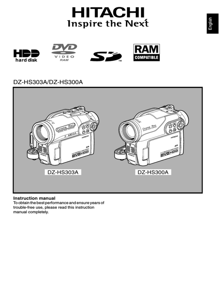 Hitachi DZ-HS300A, DZ-HS303A User manual Hitachi DZ-HS300A, DZ-HS303A User manual