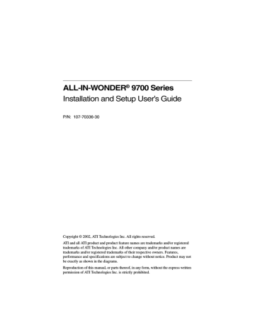 ATI Technologies 9700 Computer Hardware User Manual ATI Technologies 9700 Computer Hardware User Manual