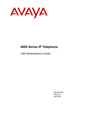 Avaya 4600 Series Telephone User Manual Avaya 4600 Series Telephone User Manual