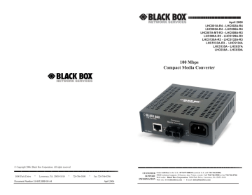 Black Box 100 mbps Compact Media Converter Computer Hardware User Manual | Manualzz Black Box 100 mbps Compact Media Converter Computer Hardware User Manual | Manualzz