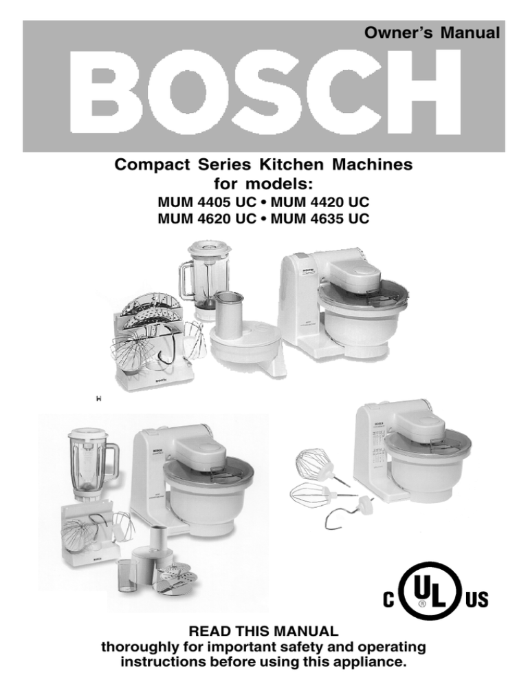 Bosch Appliances MUM 4420 UC Blender User Manual Bosch Appliances MUM 4420 UC Blender User Manual