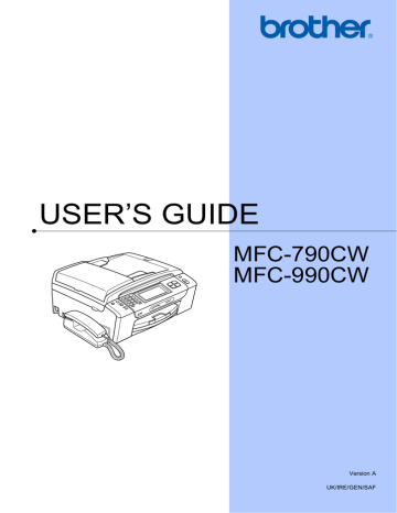 Brother 990cw All in One Printer User`s guide | Manualzz Brother 990cw All in One Printer User`s guide | Manualzz