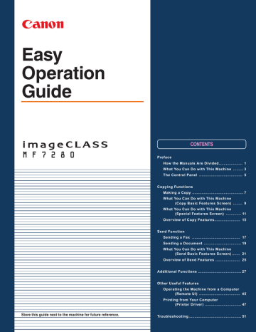 Canon ImageCLASS MF7280 Owner's manual Canon ImageCLASS MF7280 Owner's manual