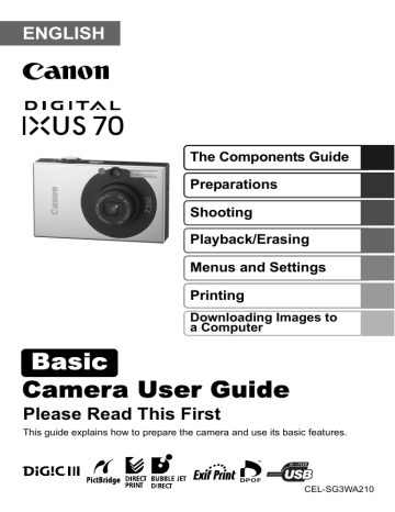 Canon 70 Digital Camera User Manual Canon 70 Digital Camera User Manual