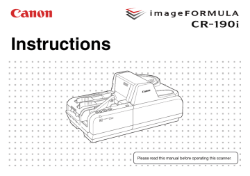 Canon imageFORMULA CR-190i Owner's manual Canon imageFORMULA CR-190i Owner's manual