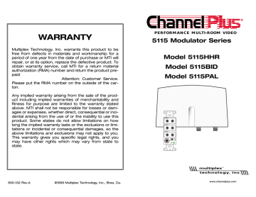 Channel Plus 5115BID Stereo Receiver User Manual | Manualzz
