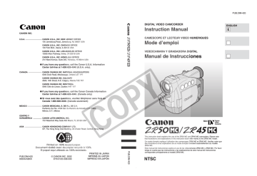 Canon ZR-45 MC, ZR-45, ZR-50 MC, ZR-50, ZR50MC, ZR45MC Instruction manual Canon ZR-45 MC, ZR-45, ZR-50 MC, ZR-50, ZR50MC, ZR45MC Instruction manual