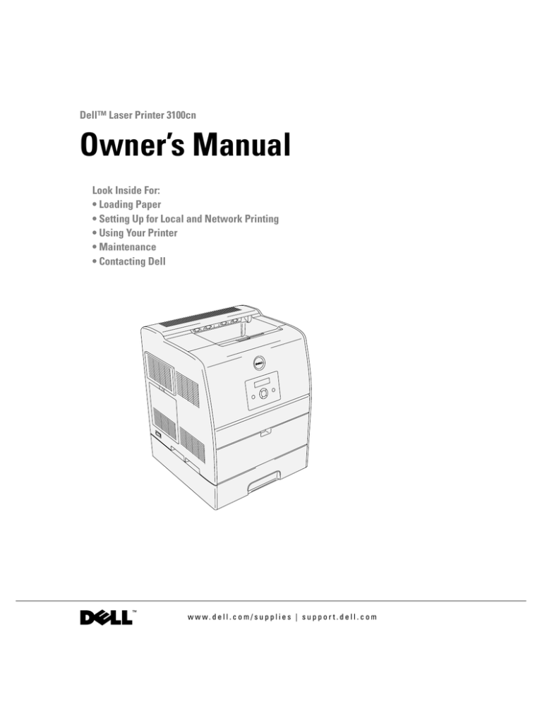 Dell 3100cn Printer User Manual Dell 3100cn Printer User Manual