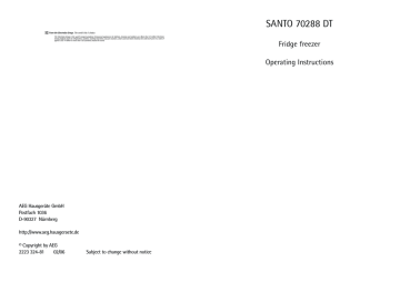 Electrolux SANTO 70288 Freezer User Manual Electrolux SANTO 70288 Freezer User Manual